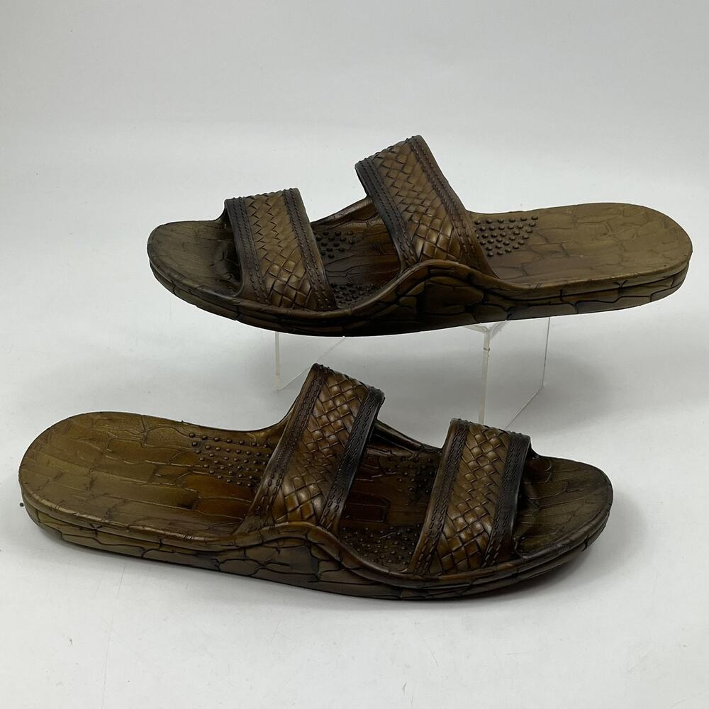 Imperial Sandals Hawaii Mens Slide Sandals Size 10 Brown Double Strap Vintage